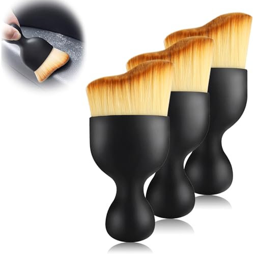 Quelcc Car Brush Interior, 3 Pieces Car Cleaning Brush, Dust Removal and Ash Removal Soft-bristled Brushes, Dashboard Air Outlet Gap Dust Removal Brushes for Automotive Air Conditioner Vents