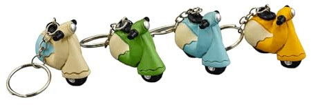 Doni Bomboniere Primo 12PZ Portachiavi con Ciondolo A Forma Gadget per Raduni Tema Compleanno Comunione Cresima Diciotessimo Vespa Fine Festa Segnaposto Confettata Appasionati Moto di Assortito in 4