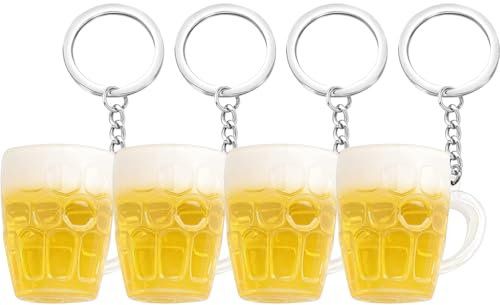 CALLARON 4 Stück Bierkrug Schlüsselanhänger Neuartiger Schlüsselanhänger Bierkrug Anhänger Charme-schlüsselanhänger Miniatur-biergeschenke Taschentyp Fitness Zubehör Rostfreier Stahl