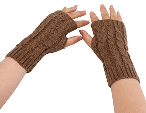 HANXIULIN Fingerlose Handschuhe Damen mit Daumenloch Fingerlose Armstulpen Fäustlinge Armwärmer Strickhandschuhe Pulswärmer Winter