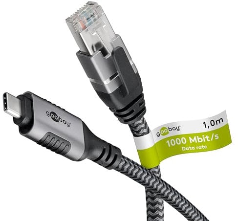 goobay 70696 USB-C auf RJ45 Ethernet CAT 6 Kabel für stabile kabelgebundene Internetverbindung mit Router/Modem/Netzwerk Switch/Ersetzt USB auf RJ45 Adapter / 1 Gbit/s / 1 Meter