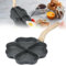Lieonvis omelette pan heart-shaped non-stick frying pan wooden handle aluminum alloy mini frying pan 4-hole omelette pan multi-functional suitable for gas stove induction cooker breakfast(black)