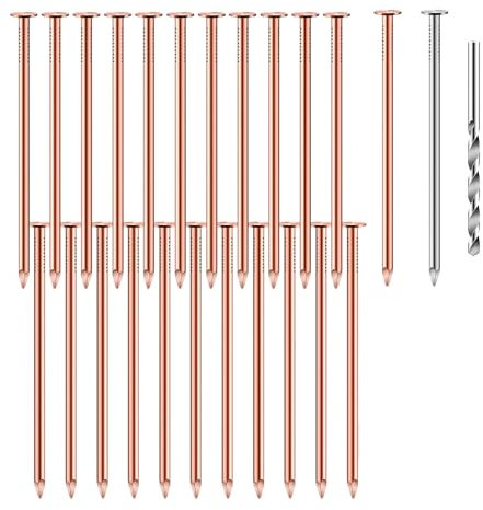 Elqubkan 25 Clavos de Cobre para Matar Árboles, Clavos de Cobre Puro de 3,5 Pulgadas una Granel, Clavos de Hardware para Eliminación de Tocones para Árboles