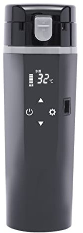 Auto Wasserkocher Elektrisch 24V/12V Heizbecher, 500ml Tragbarer Reise Kessel mit Intelligenter Temperaturregelung, 304 Edelstahl Thermoskanne für Unterwegs, Camping, Büro