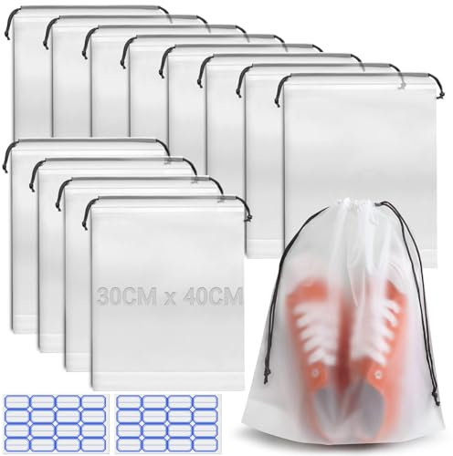 12 Stück Schuhbeutel Reise Schuhtaschen Schuhsack PE Reisen Gadgets 30x40cm Shoe Bag Travel Essentials Koffer Organizer Schuhe Wasserdicht Stoff Reisetasche Flugzeug Reiseutensilien Zubehör Urlaub