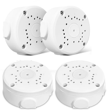 Kamera-Anschlussdose(4 Pcs),Wasserdichte Anschlussdose für Überwachungskamera,Universal Abzweigdose für Kamera,Abzweigdose Wasserdicht für Überwachungskameras im Innen Außenbereich Geeignet(Aluminium)