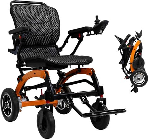 Silla de ruedas eléctrica plegable portátil ultraligera para adultos mayores, motor de 500 W, silla de ruedas motorizada todo terreno, aprobada por aerolíneas