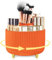 HOOMOOZ Organizador de Maquillaje Giratorio, Organizador de Brochas 360°, Almacenaje Cosméticos Pintalabios Lápiz Cejas de Mesa Tocador Baño, Naranja
