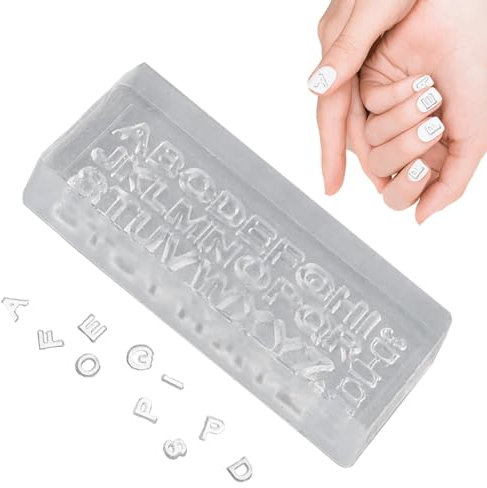 Nail Tools Carving Moulds,Silicone Molds for Nail Art - Nail Charm Mold with 26 Letters Alphabet Design for Cell Phone