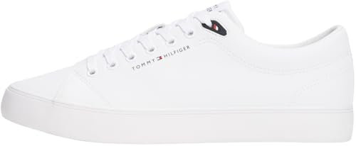 Tommy Hilfiger Uomo Sneakers Vulcanizzate Core Low in Pelle, Bianco (White), 42