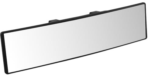 QWORK® Espejo retrovisor interior para coche, espejo retrovisor panorámico con clip para interior, para coches, SUV, camiones, 30 x 8 cm