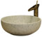 Simcat Waschbecken Rund 40 x 40 x 15 cm, Keramik Rundes Aufsatzwaschbecken rustikal, Keramikwaschbecken mit gesprenkelter Optik, Aufsatzbecken für das Badezimmer (Beige)