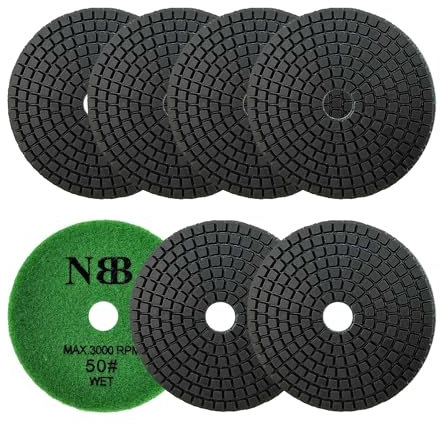 NBB Diamant-Polierpads 4 100mm Diamant-Schleif-Renovierungsschiene zur Nass Polieren Renovierung schleifen von Granit Marmor Stein Keramik mit Nylon-Rückseite für ein gutes Finish (7, 50# Nass)