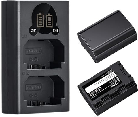 NZBS NP-FZ100 2280mAh Akku und LCD Dual Ladegerät Kit für Sony Alpha A7III,A7IV,A7R III/A7R3,A7RIV,A7RV,A7C,A7S III/A7S3,A9,A9II,A6600,A9R,A9R,9S,FX3,FX30
