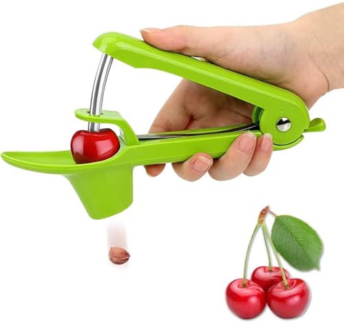 Cherry Pitter and Olive Stoner Tool - Fruit Pit Remover (Green)