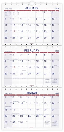 AT-A-GLANCE 2026 Wall Calendar, 12 x 26.5, Large, Three-Month, Move-A-Page (PMLF112826)