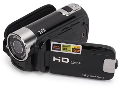Videokamera Camcorder 1080p Full HD Vlogging-Kamera mit 2,7 Zoll drehbarem Bildschirm (270°) 16x Zoom Digitale Kamera Rekorder