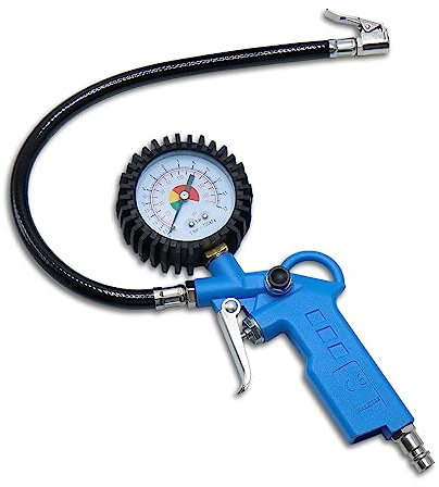 CCLIFE 3-IN-1 Reifendruckprüfer & Reifenfüller mit Ventil-Kern-Werkzeug, 12 Bar (170 PSI) – Reifendruckmesser für Auto, Fahrrad, Lkw, Motorrad