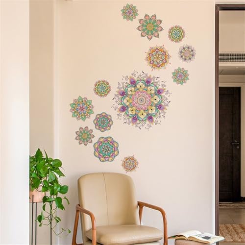 Wandsticker Kinderzimmer Buntes Mandala Wandtattoo Babyzimmer Deko Wandaufkleber Wandbild Selbstklebend Aufkleber Wanddekor Kinderzimmer