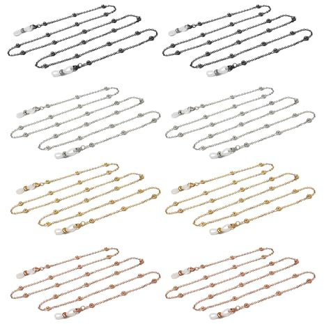 8 Stück Brillenkette Anti Verlust Kette,Brillenkette Damen,Brillenkette Herren,Glasses Chain Beaded Designed,Enden Adjustable Sonnenbrillen Kette Set,für Kurzsichtigkeit Brillen Verlust,Maskenkette