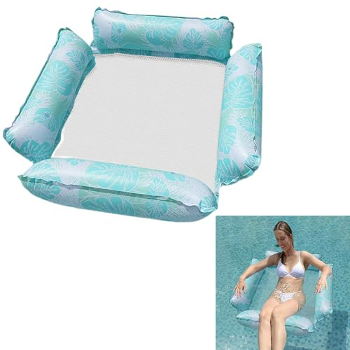 Syiyunran Luftmatratze Pool Wasser Wasserhängematte Schwimmmatte - Blau, 1 Stück, Aufblasbares Schwimmbett Schwimmbad Aufblasbare Matratze Hängematte, für Schwimmbäder, Wasserparks, Strände, etc