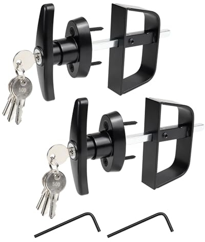 QZATACAEN T-Handle Lock Kit Shed Door Lock with 4 Keys and 2 Screws 1-1/2”(38 mm), 4-1/2”（114.3mm） Stem Barn Playhouse & Chicken Coop Door Lock 2 Kits