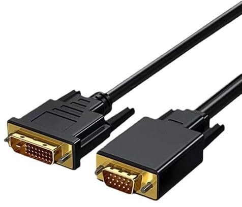 DVI to VGA Cable 1.8M, DVI-D 24+1 to VGA Adapter Male to Male Copper Core Digital Video Cord Active Uni-Directional Support 1080P Full HD for HDTV, PC, Laptop, Monitor, Projector, Gaming, Black