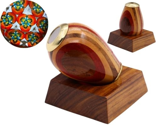 YVCrafts Handgefertigtes Kaleidoskop aus Messing und Holz, lackiert, inklusive Holzsockel - A für besondere Anlässe und Ostern