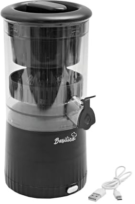 Basilico Exprimidor inalámbrico, exprimidor eléctrico con grifo, vitaminas frescas con solo pulsar un botón, completo y eficiente, partes desmontables, apto para lavavajillas, recargable