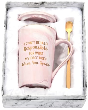 Joymaking Funny Mugs for Work Colleagues Secret Santa Gifts Funny Coworkers Mugs Gifts for Women Men - I Can't be held Responsible for What My Face Does - Work Mugs for Men, 14Oz Pink