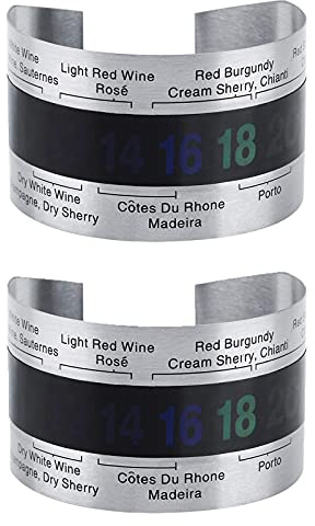 FOFOPE 2 Pcs Edelstah Digital Weinflaschenthermometer Kein Strom NöTig, Weintemperatur Messen, FüR WeißWein Sekt Champagner Bier Home Brewing