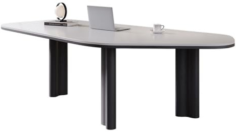 ZENGXJYCQINGJIANG Gaming Desk Irregular-shaped Rock Slab Top Writing Desk Workstation, Modern Home Office Conference Table with Solid Wood Legs(L)