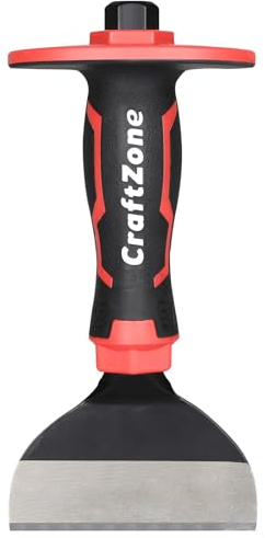 8-Inch Rock Chisel, Masonry Chisel with Protective Handle, Heavy Duty Flat Concrete Cold Stone Chisel for Brick Cutting, Demolition, Sculpting Chipping, and Breaking Mason Tools