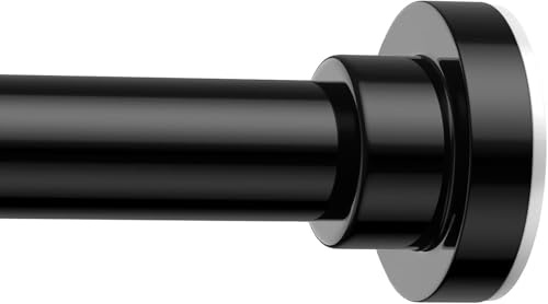 AIZESI Tringle Rideau Sans Percage 79-200 cm Tringle Rideau Extensible | Barre Extensible Sans Percage Noir à plusieurs segments pour Rideau Bain, Fenêtre, Porte, (Diamètre 22 mm)