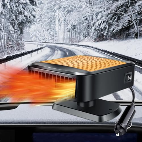 Suevut Chauffage de voiture 12 V 200 W 2 en 1 - Chauffage et refroidissement rapides avec rotation à 360 ° - Chauffage portable pour connexion à l'allume-cigare - Dégivreur de pare-brise pour