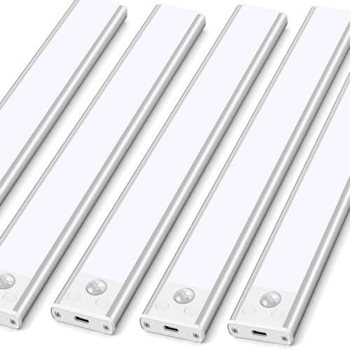 Under Cabinet Kitchen Lights Cupboard - LED Motion Sensor Light Indoor - 2200mAh Rechargeable Battery Operated - Wardrobe Strip Lighting Magnetic Stick Wireless USB Powered Shelf Stairs Counter Closet