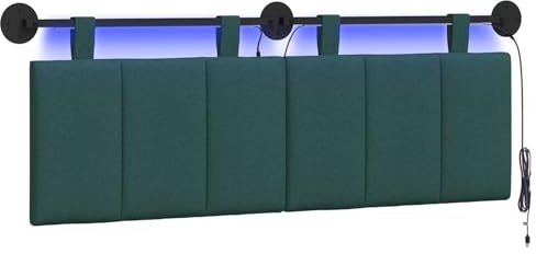 vidaXL Hängendes Kopfteil Mit LED Licht Dunkelgrün Stoff, Schlafzimmer, Rechteckig, Modern, Wandmontage, Anpassbares Kopfteil, Ergonomisch, Platzsparend, Akzentpaneel