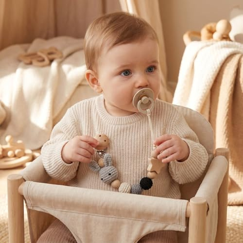 Fycakly Cute Animal Pacifier Chain for Infants Baby Teething with Design Keeps Pacifiers Secure 15