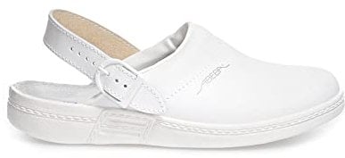 Abeba Berufsschuh The Original Clog 7021-38 aus Glattleder mit rutschhemmender Laufsohle OB, FO, SRC (Weiß, 38)