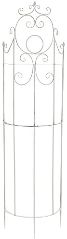 CLP Eisen-Rankgitter Lavendel im Landhausstil I Rankzaun mit stilvollen Verzierungen I erhältlich, Farbe:antik weiß