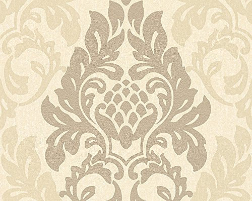 A.S. Creation 96190-2 Fleece Royal Metallic Damask Design Wallpaper - Cream/Gold/Beige