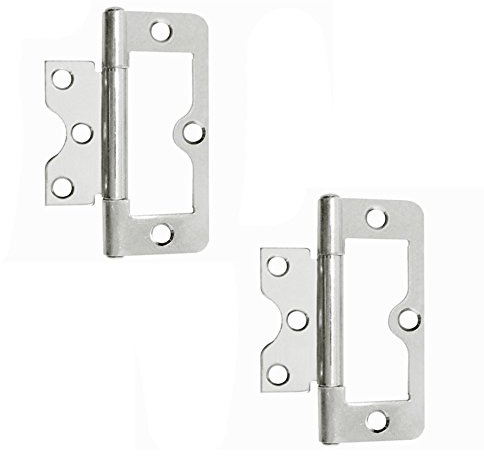 Pair of Flush Hurl Door Hinges in Brass or Zinc 50mm / 75mm Zinc Plated 75mm (3)