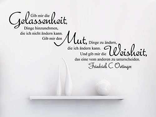 KLEBEHELD® Wandtattoo Gib mir die Gelassenheit Dinge hinzunehmen... (Farbe schwarz/Größe 80x34cm)