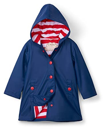Hatley Giacca Antipioggia Splash, Navy & Rosso, 8 Anni Bambine e Ragazze