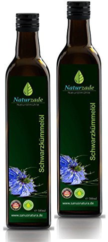 Naturzade Schwarzkümmelöl 1000ml Gefiltert Glasflasche ( 2 x 500ml ), kaltgepresst, direkt vom Hersteller