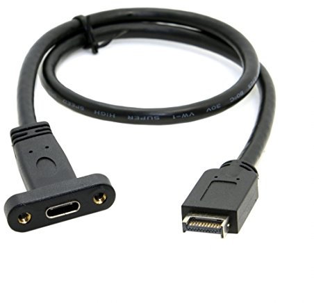 chenyang CY - Cable de extensión USB 3.1 tipo E macho a USB-C tipo C hembra con tornillo de montaje en panel, 40 cm