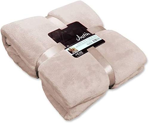Unique Living - Justin - Fleece - Plaid - Kuscheldecke - 150x200 cm - Pebble