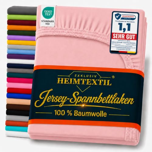 EXKLUSIV HEIMTEXTIL Marke Jersey Spannbettlaken 60 x 120-70 x 140 cm 100% Baumwolle Öko - Tex Zertifiziert, Markenqualität, Matratzenhöhe bis 10 cm, Rosa