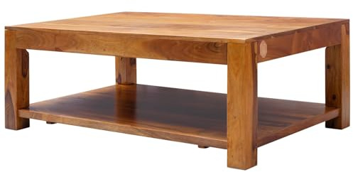 MASSIVMOEBEL24.DE Table Basse - Bois Massif d'acacia laqué (Miel) - Oxford #0318