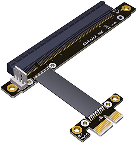 ADT-LINK Riser PCI-E 3.0 16x auf x1 PCIe x16 x1 PCI Express Riser Mining Grafikkarte Verlängerungskabel R13SC 25cm mit Stromleitung (mit Netzkabel)